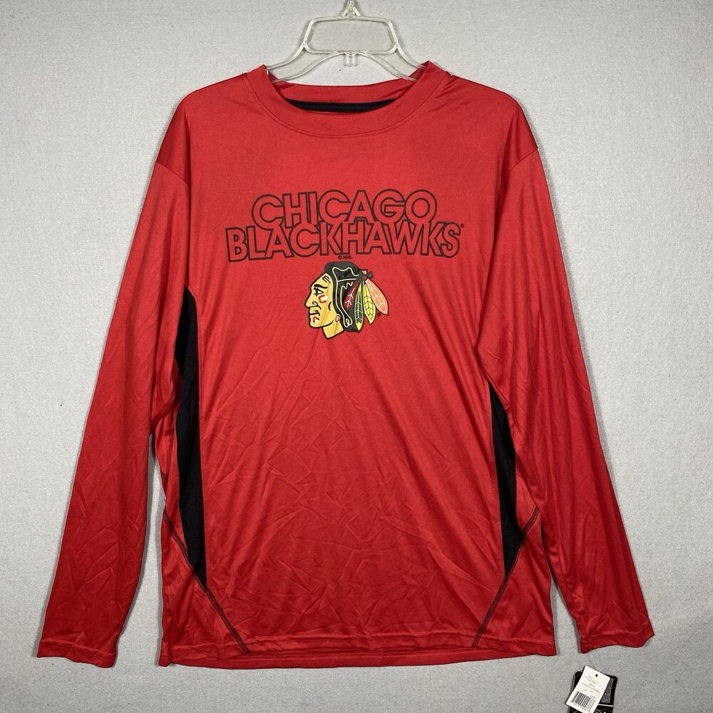 Chicago Blackhawks Red NHL Men Large Official Long Sleeve Tshirt Hockey Casual